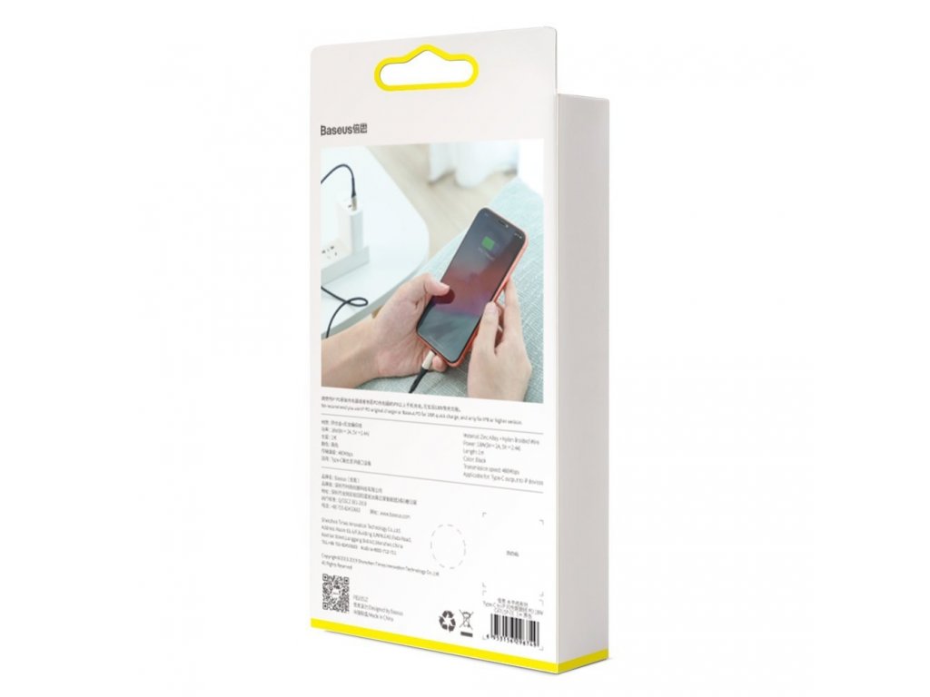 Horizontální datový kabel Type-C k iP PD 18W 1m - černý