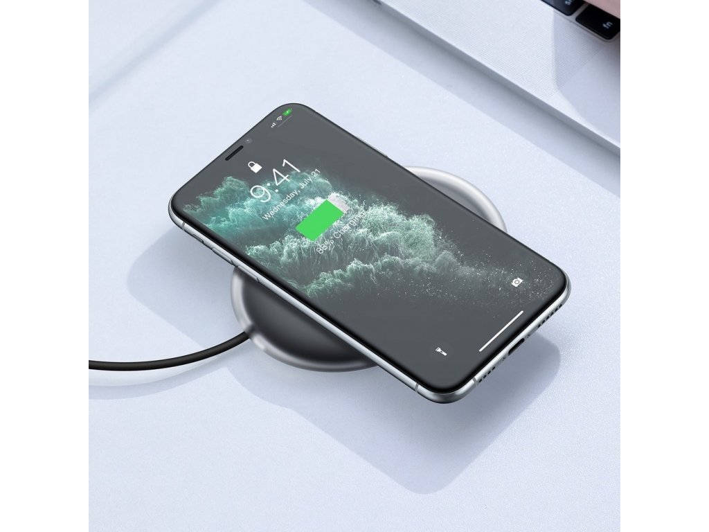 Jelly 15 W bezdrátová nabíječka Qi pro sluchátka + kabel USB - USB-C černá (WXGD-01)