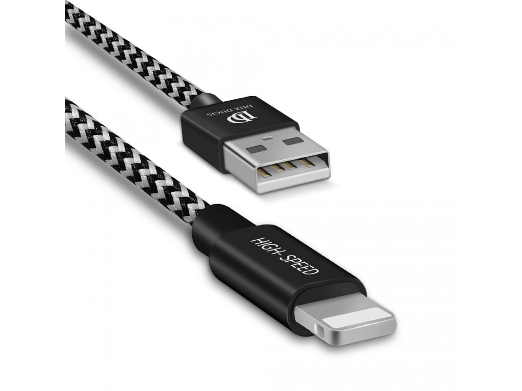 K-ONE Series nylonový kabel USB / Lightning 2.1A 2M černý