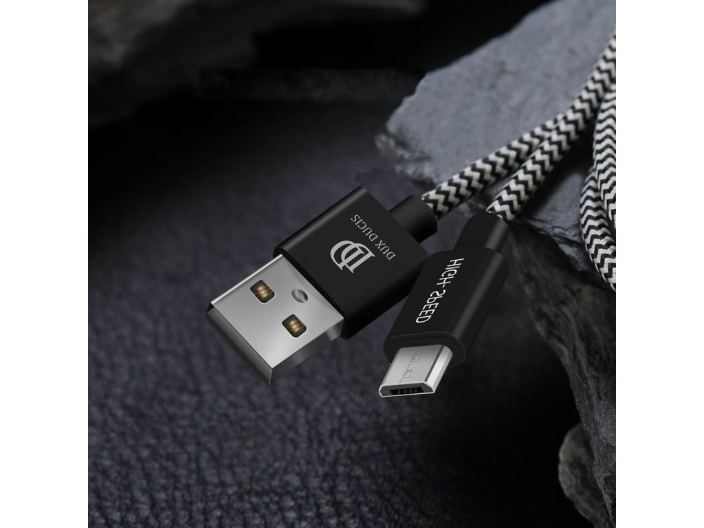 K-ONE Series nylonový kabel USB / micro USB 2.1A 0,25M černý