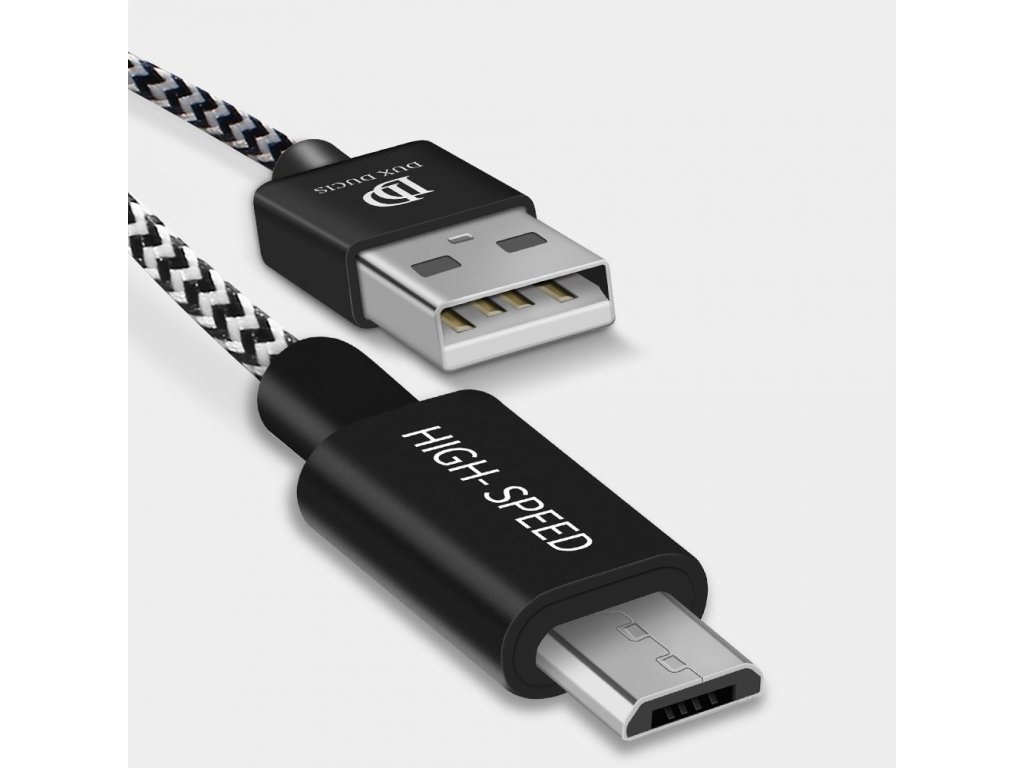 K-ONE Series nylonový kabel USB / micro USB 2.1A 0,25M černý