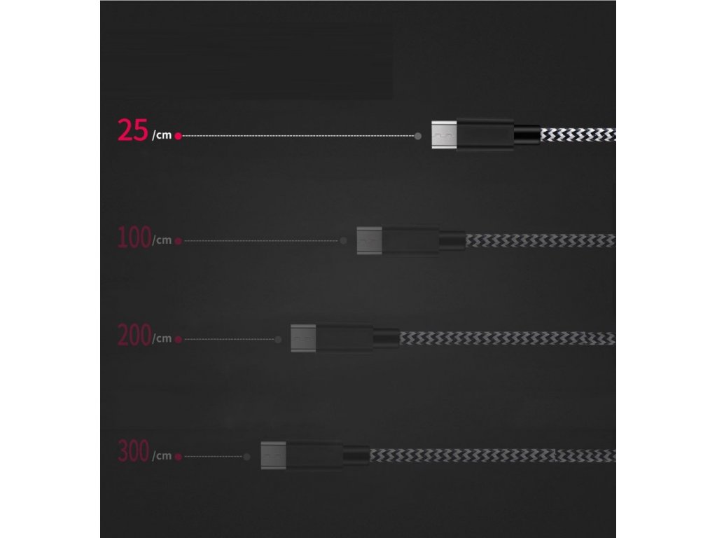 K-ONE Series nylonový kabel USB / micro USB 2.1A 0,25M černý