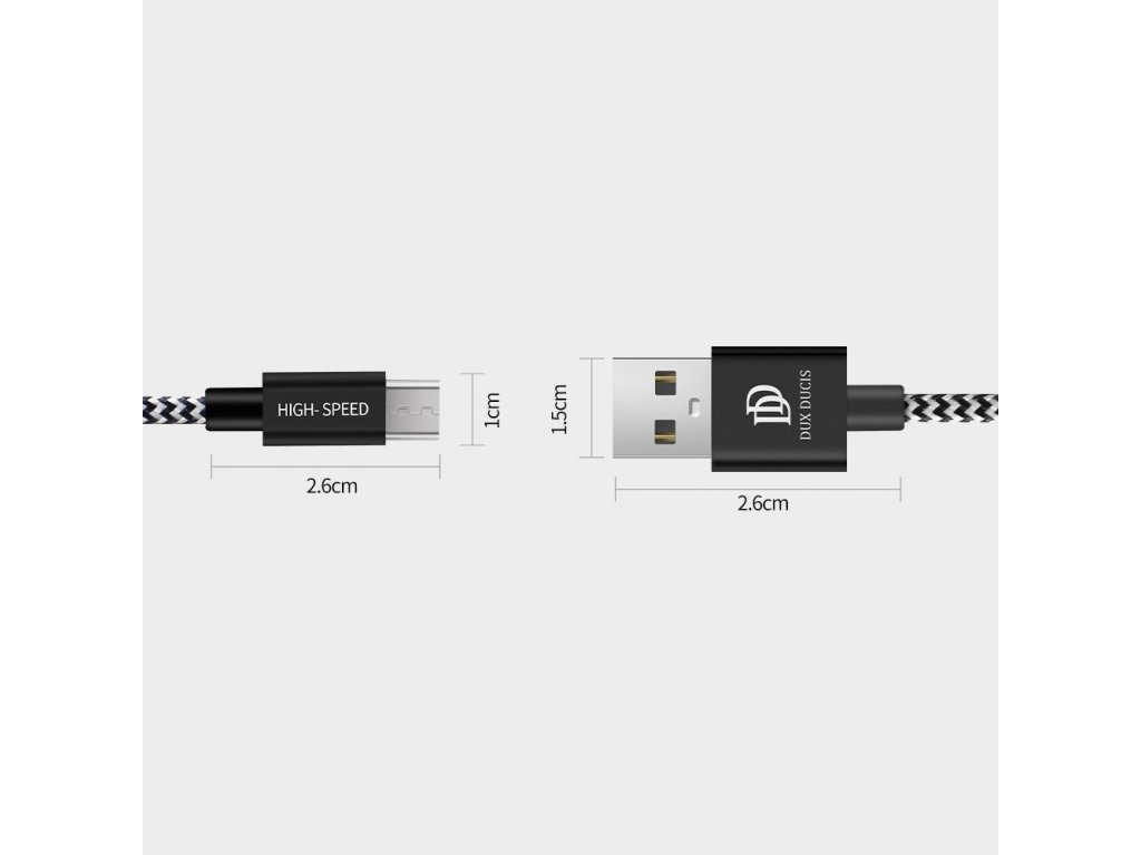 K-ONE Series nylonový kabel USB / micro USB 2.1A 0,25M černý