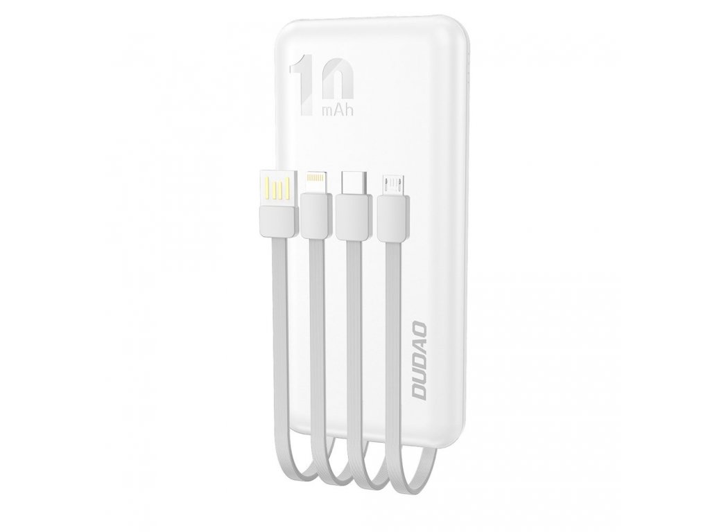 K6Pro univerzální powerbanka 10000mAh s USB kabelem, USB-C, Lightning bílá (K6Pro-white)