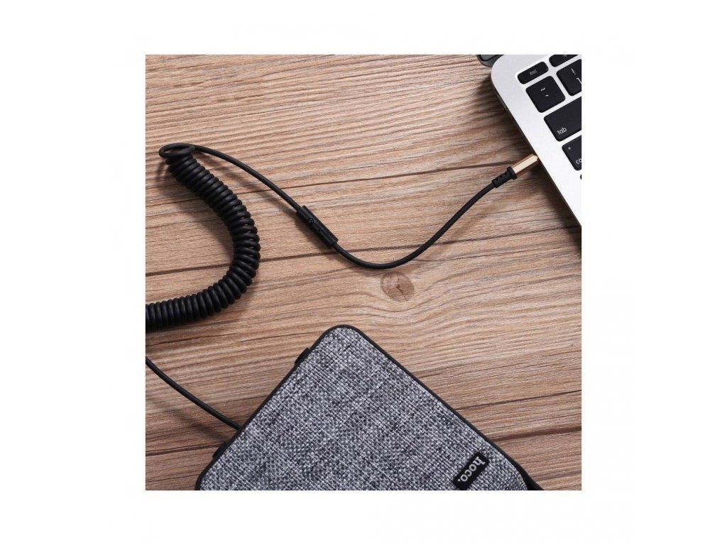 Kabel audio AUX Jack 3,5mm s mikrofonem Spring - černý