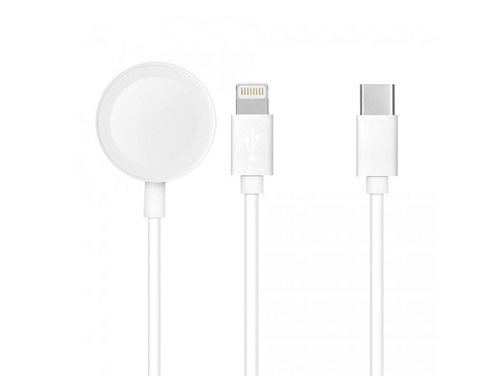 Kabel typu USB-C 2v1 pro iPhone Lightning 8-pin + iWatch 3W 1A bílý