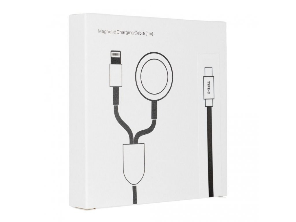 Kabel typu USB-C 2v1 pro iPhone Lightning 8-pin + iWatch 3W 1A bílý