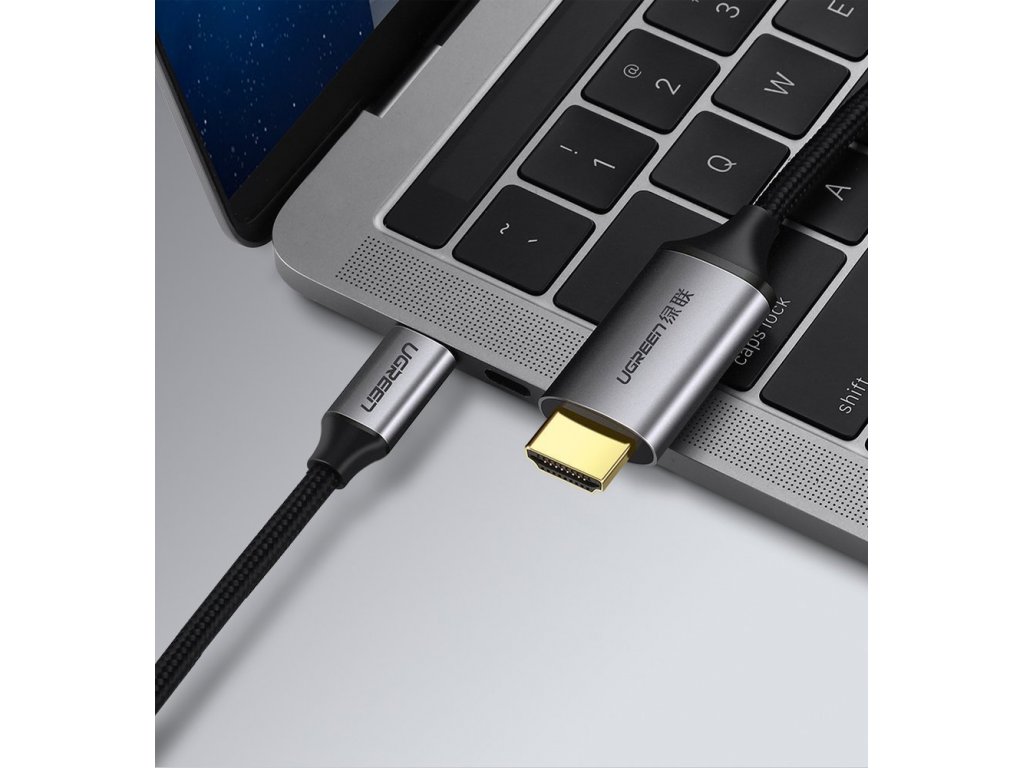 Kabel USB-C na HDMI samec-samec s hliníkovým pláštěm 1,5 m (šedočerný) (MM142 50570)