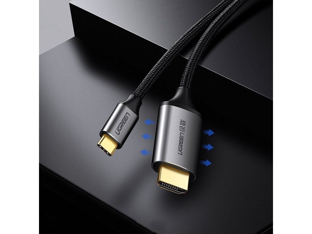 Kabel USB-C na HDMI samec-samec s hliníkovým pláštěm 1,5 m (šedočerný) (MM142 50570)