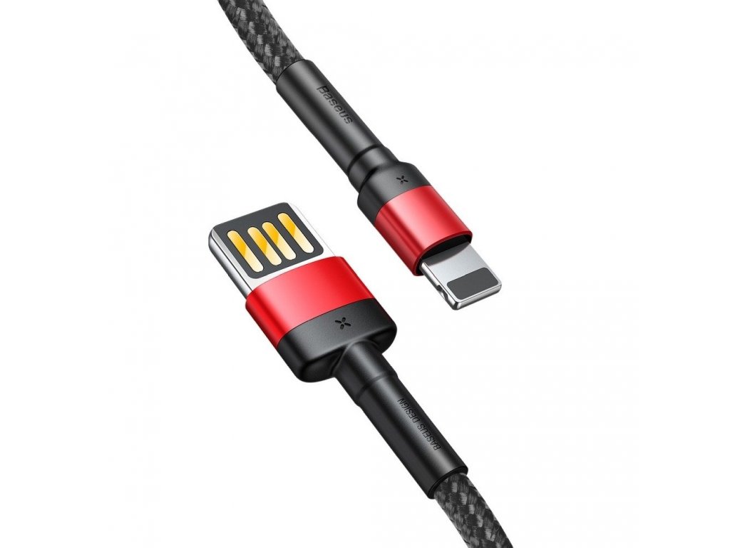 Kabel USB Cafule - iPhone Lightning 8-pin 2,4A 1 metr červený/černý CALKLF-G91