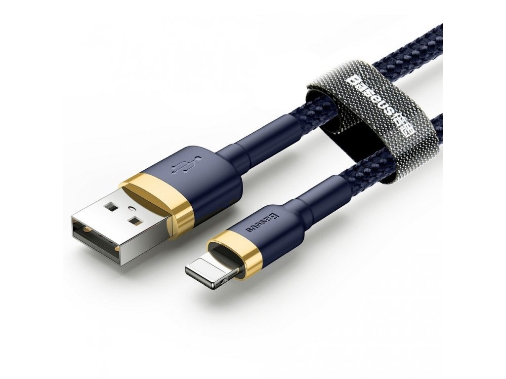 Kabel USB Cafule pro iPhone Lightning 8-pin 1,5A 2 metry modro/zlatý CALKLF-CV3