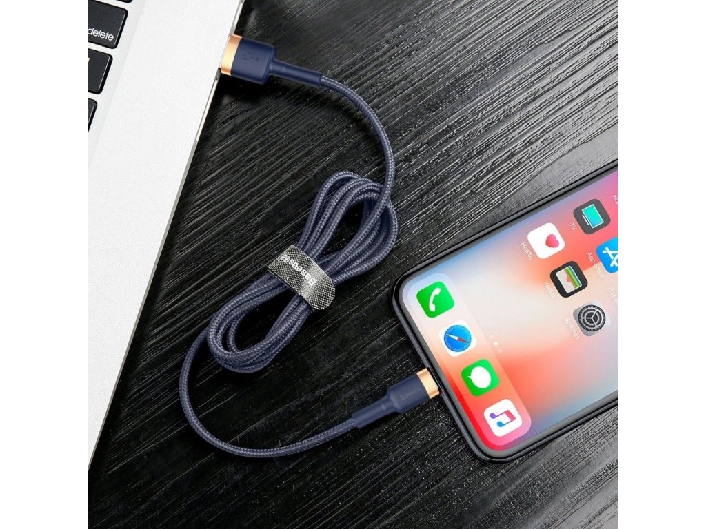 Kabel USB Cafule pro iPhone Lightning 8-pin 1,5A 2 metry modro/zlatý CALKLF-CV3