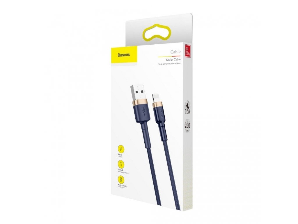 Kabel USB Cafule pro iPhone Lightning 8-pin 1,5A 2 metry modro/zlatý CALKLF-CV3