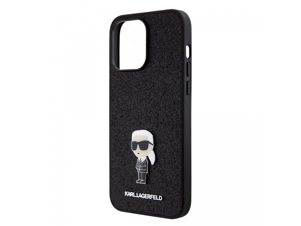 Zadní Kryt Karl Lagerfeld Fixed Glitter Metal Ikonik pro iPhone 15 Pro Max - černý