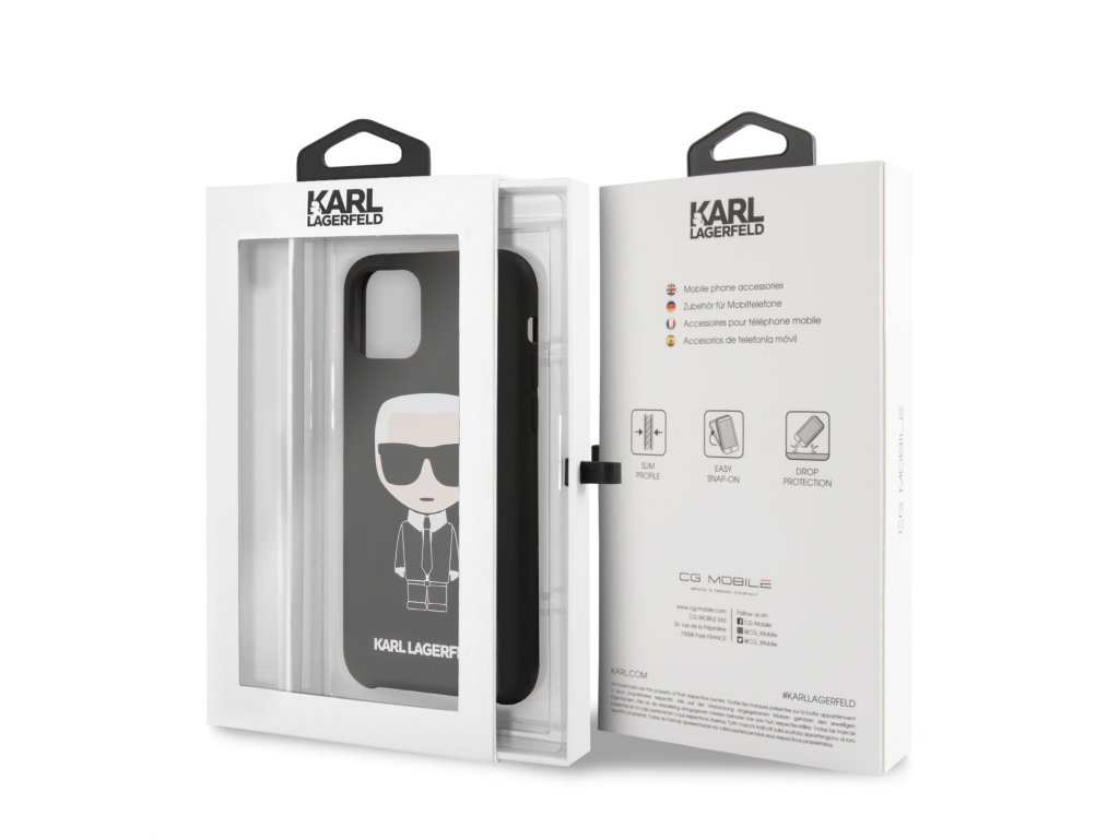 Silikonový Kryt Karl Lagerfeld Iconic pro iPhone 11 - černý