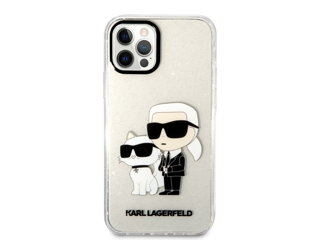 Zadní Kryt Karl Lagerfeld IML Glitter Karl and Choupette NFT pro iPhone 12/12 Pro - průhledný