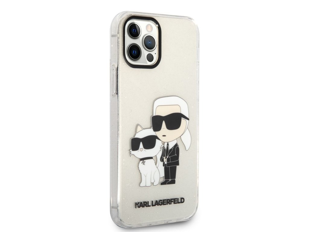 Zadní Kryt Karl Lagerfeld IML Glitter Karl and Choupette NFT pro iPhone 12/12 Pro - průhledný