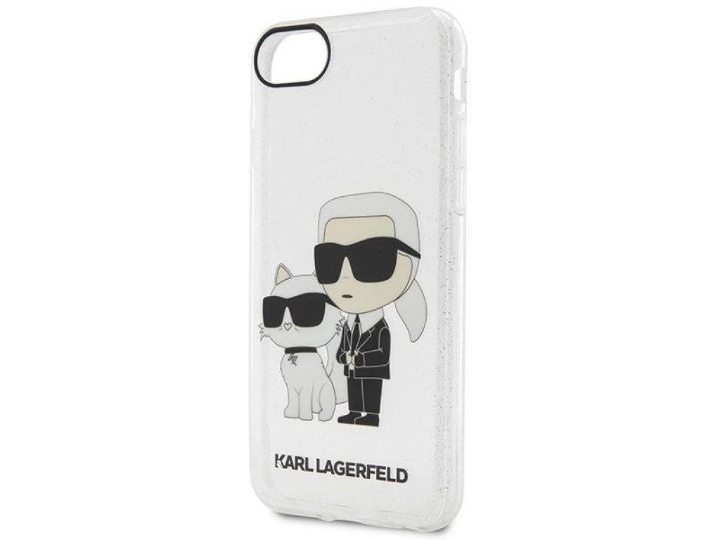 Karl Lagerfeld zadní kryt pro iPhone 7/8/ SE 2020 / SE 2022 průhledný Gliter Karl&amp;Choupette