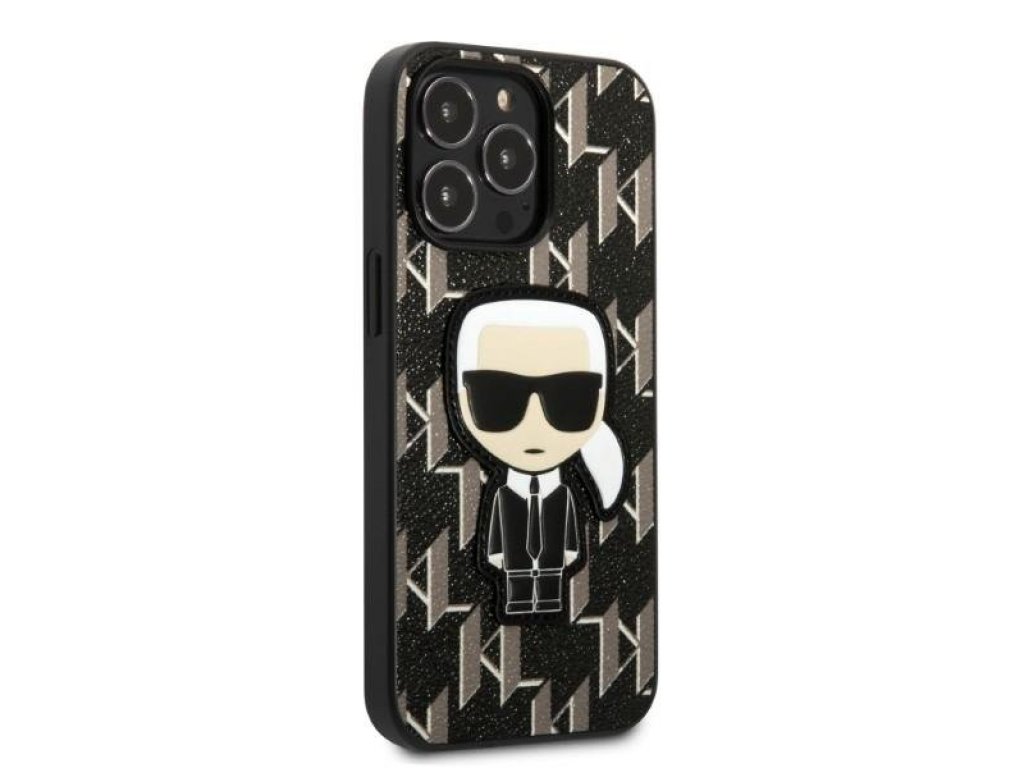 Monogram Ikonik Patch Pevný kryt Karl Lagerfeld pro iPhone 13 Pro černo/černý 