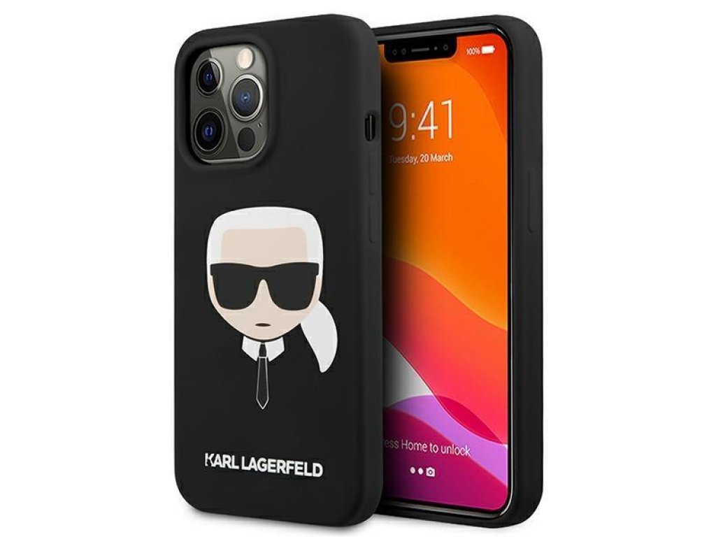 Karl Lagerfeld Silikonový pevný obal Karl`s Head pro iPhone 13 Pro / 13 6,1" - černé 