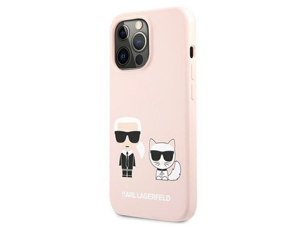 Karl Lagerfeld Karl & Choupette Silikonové Pevné pouzdro pro iPhone 13 Pro / 13 6,1" - světle růžové 