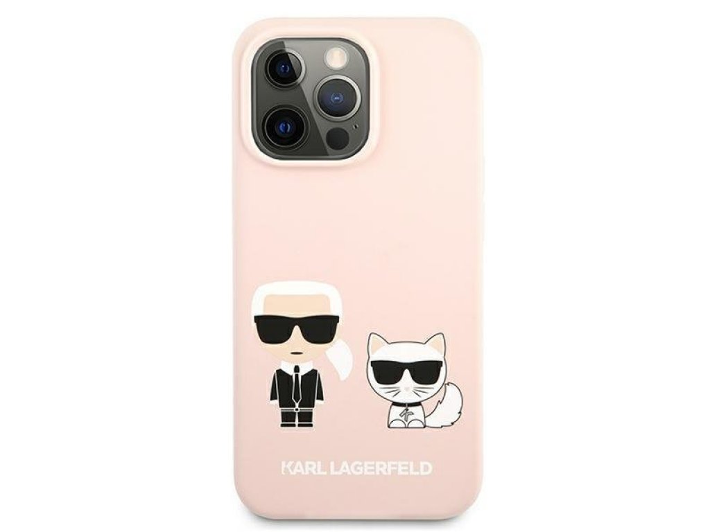 Karl Lagerfeld Karl & Choupette Silikonové Pevné pouzdro pro iPhone 13 Pro / 13 6,1" - světle růžové 