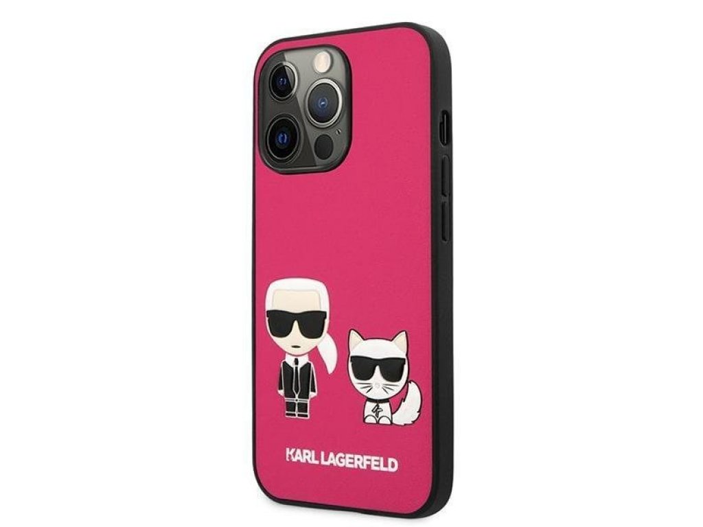 Karl Lagerfeld Pevné pouzdro Ikonik Karl & Choupette pro iPhone 13 Pro Max 6,7" - fuchsiové 