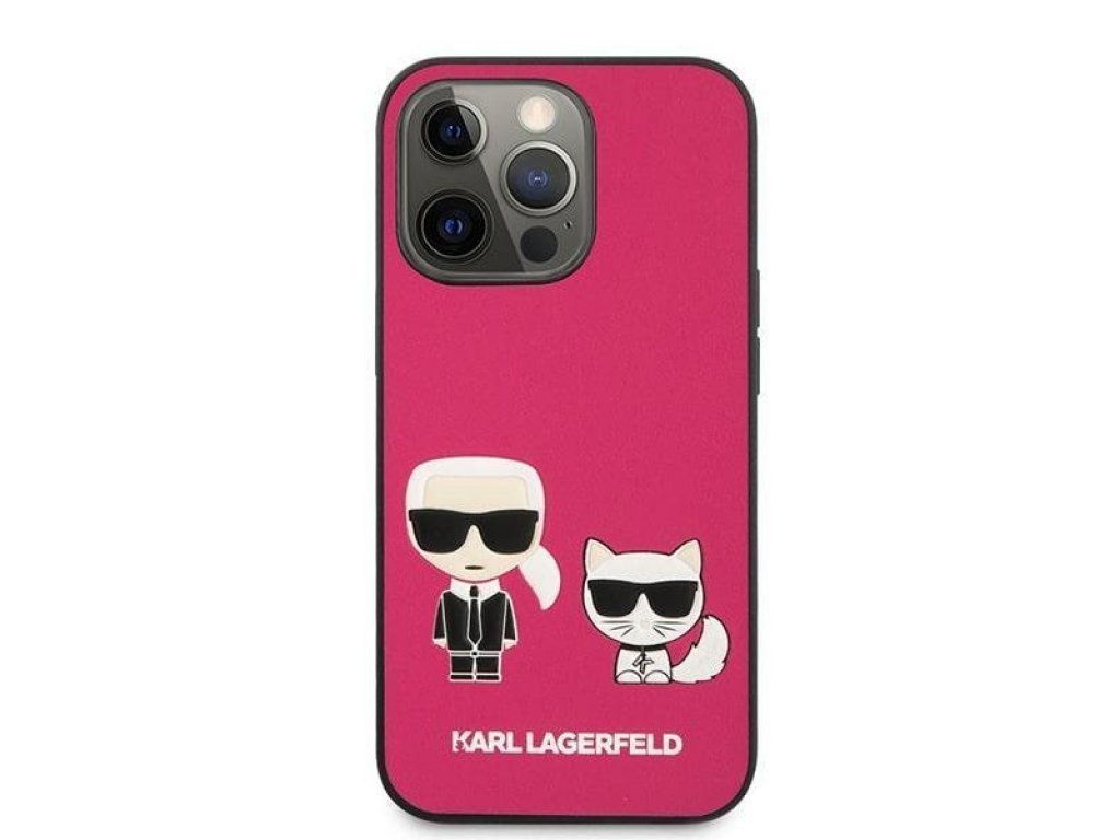 Karl Lagerfeld Pevné pouzdro Ikonik Karl & Choupette pro iPhone 13 Pro Max 6,7" - fuchsiové 