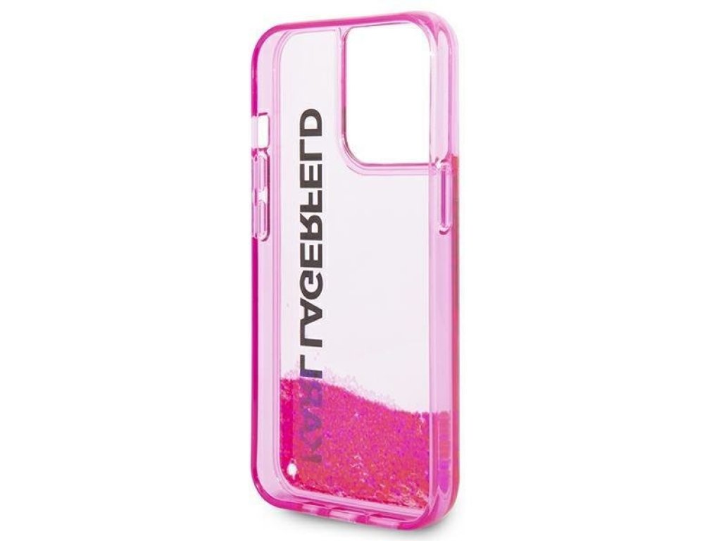 Karl Lagerfeld pevný obal Liquid Glitter Elong pro iPhone 14 Pro 6,1" - růžový