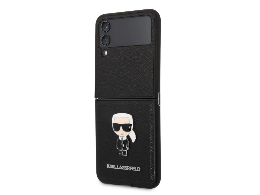 Kryt Karl Lagerfeld PU Saffiano Ikonik pro Samsung Galaxy Z Flip 4 - černý