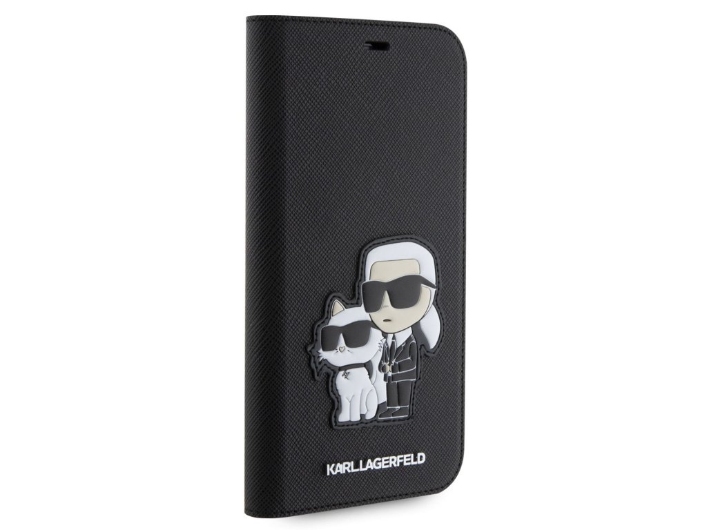 Karl Lagerfeld PU Saffiano Karl and Choupette NFT Book Pouzdro pro iPhone 11 - černé