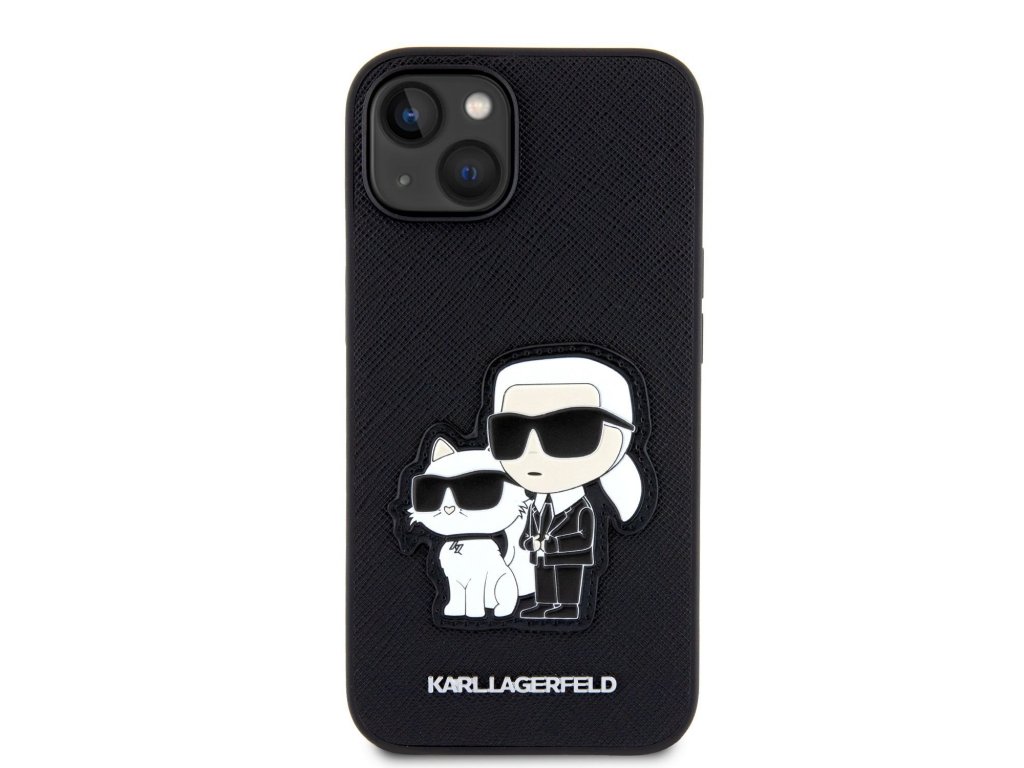 Zadní Kryt Karl Lagerfeld PU Saffiano Karl and Choupette NFT pro iPhone 14 - černý