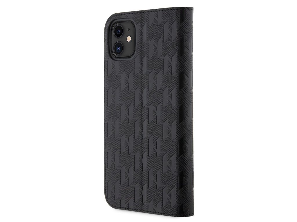 Karl Lagerfeld PU Saffiano Monogram Book Pouzdro pro iPhone 11 - černé