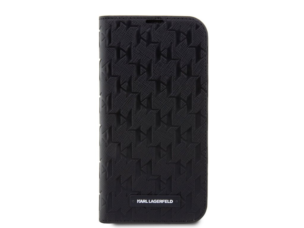 Pouzdro Karl Lagerfeld PU Saffiano Monogram Book pro iPhone 13 Pro Max - černé