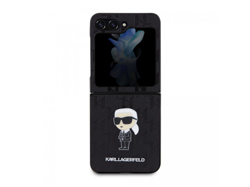 Kryt Karl Lagerfeld PU Saffiano Monogram Ikonik NFT pro Samsung Galaxy Z Flip 5 - černý