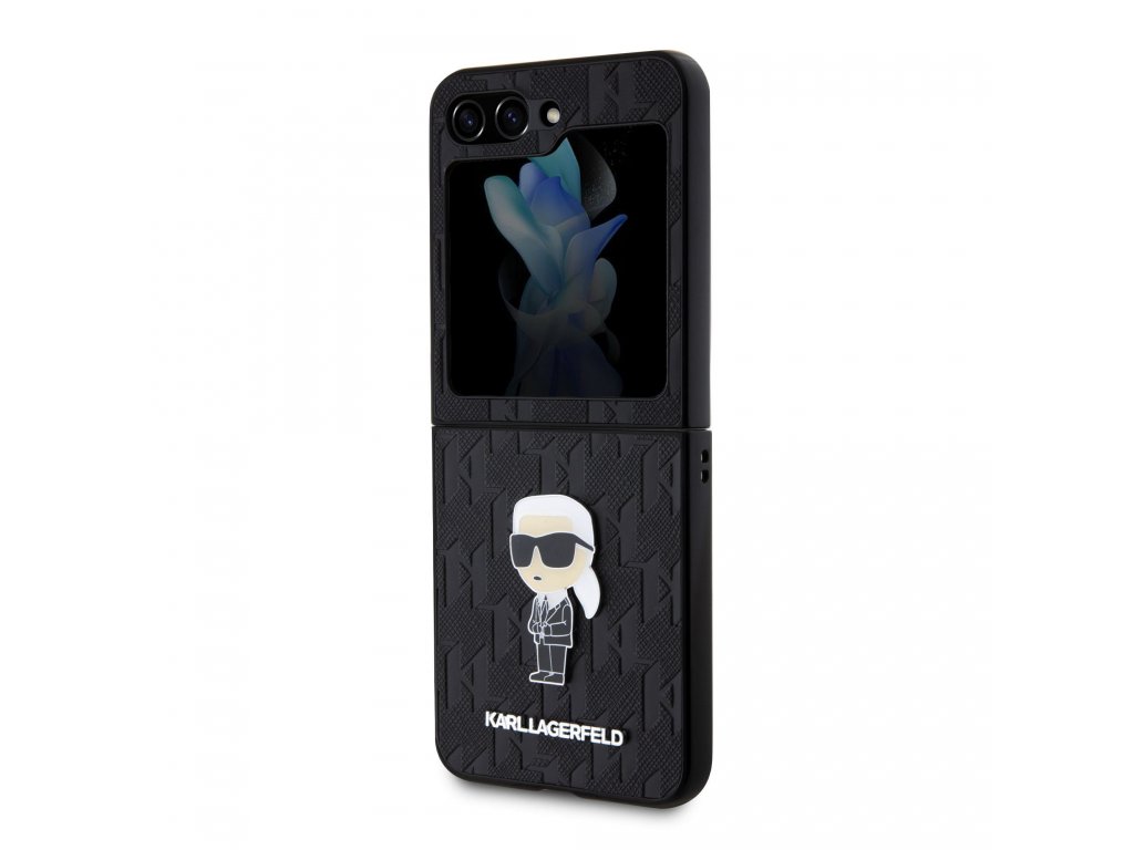 Kryt Karl Lagerfeld PU Saffiano Monogram Ikonik NFT pro Samsung Galaxy Z Flip 5 - černý