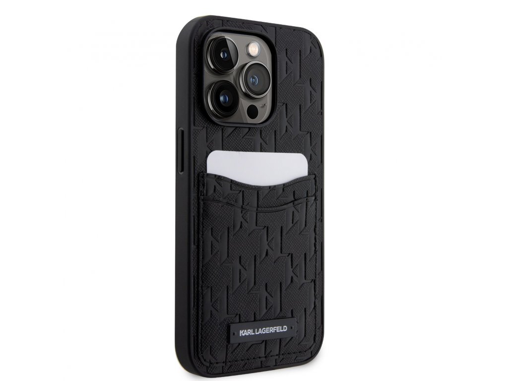 Zadní Kryt Karl Lagerfeld Saffiano Monogram Card Slot pro iPhone 13 Pro - černý