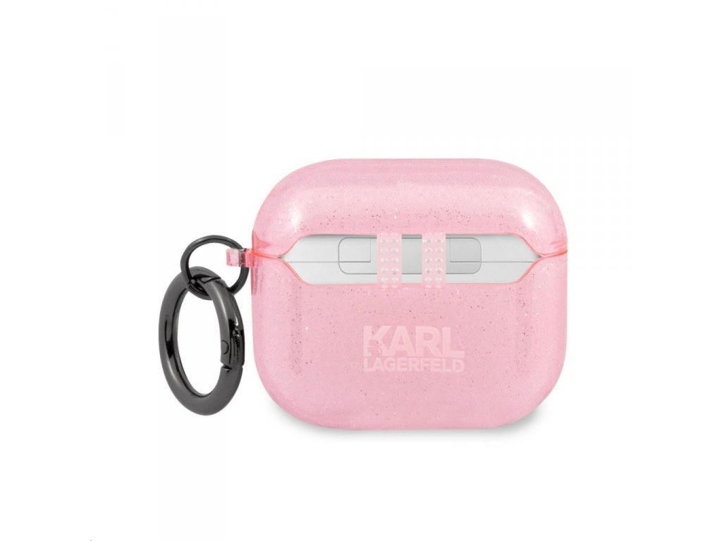 Karl Lagerfeld Pouzdro pro AirPods 3 růžové Glitter Choupette KLA3UCHGP