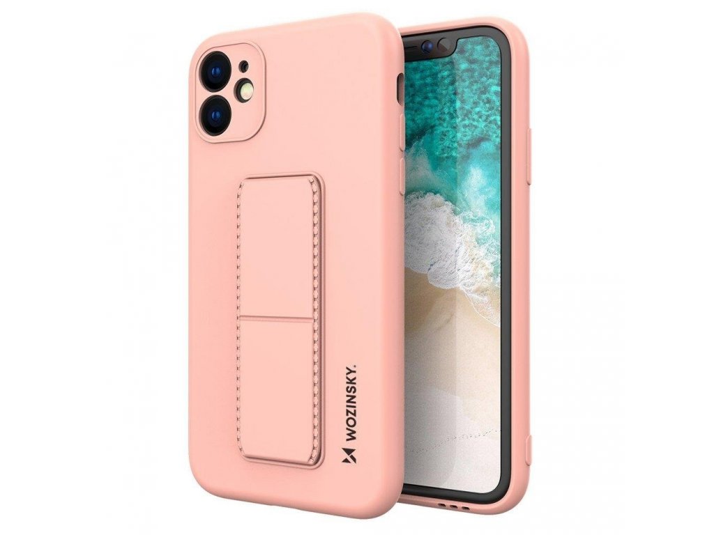 Kickstand Case elastické silikonové pouzdro s podstavcem iPhone SE 2020 / iPhone 8 / iPhone 7 růžové