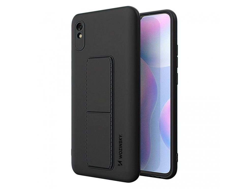 Kickstand Case elastické silikonové pouzdro s podstavcem Xiaomi Redmi 9A černé