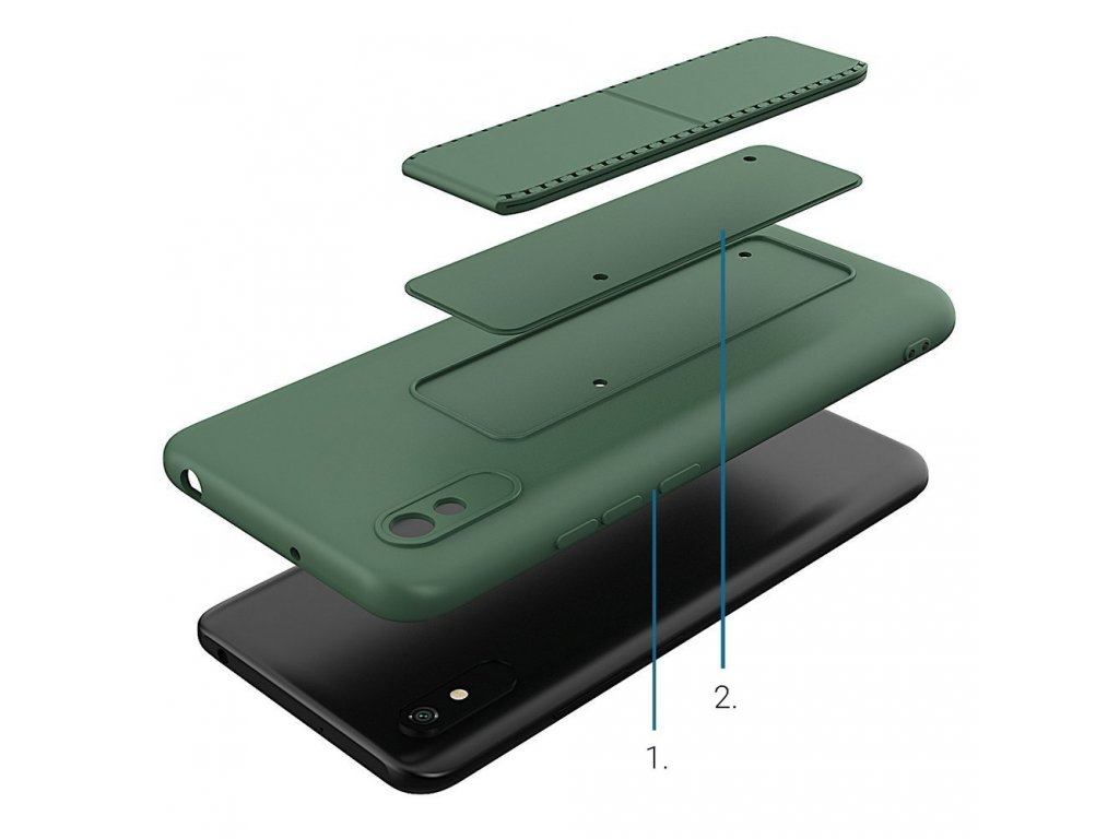 Kickstand Case elastické silikonové pouzdro s podstavcem Xiaomi Redmi 9A modré