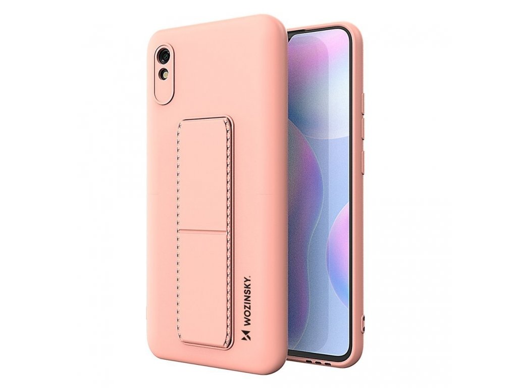 Kickstand Case elastické silikonové pouzdro s podstavcem Xiaomi Redmi 9A růžové