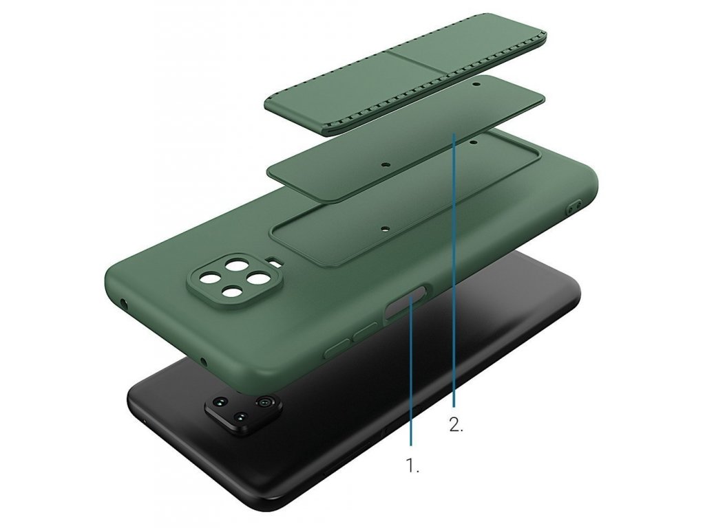 Kickstand Case flexibilní silikonové pouzdro se stojánkem Xiaomi Redmi Note 9 Pro / Redmi Note 9S modré