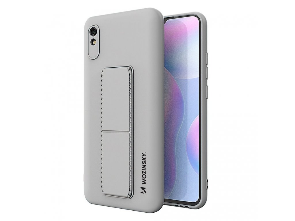 Kickstand Case flexibilní silikonové pouzdro se stojánkem Xiaomi Redmi Note 9 Pro / Redmi Note 9S šedé