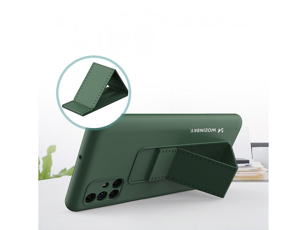 Kickstand Case flexibilní silikonový zadní kryt se stojánkem pro Samsung Galaxy M51 černý