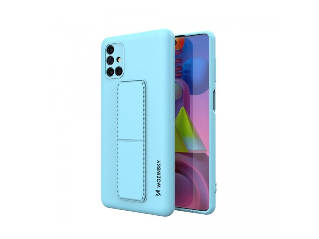 Kickstand Case flexibilní silikonový zadní kryt se stojánkem pro Samsung Galaxy M51 modrý