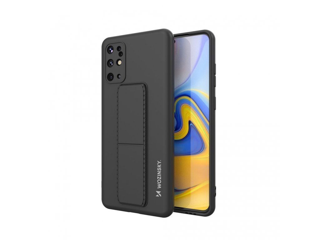 Kickstand Case flexibilní silikonový zadní kryt se stojánkem pro Samsung Galaxy S20 Plus černý