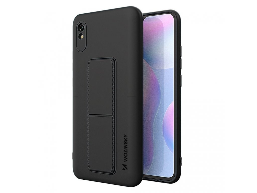 Kickstand Case pružné silikonové pouzdro se stojánkem Xiaomi Redmi Note 9 Pro / Redmi Note 9S černé