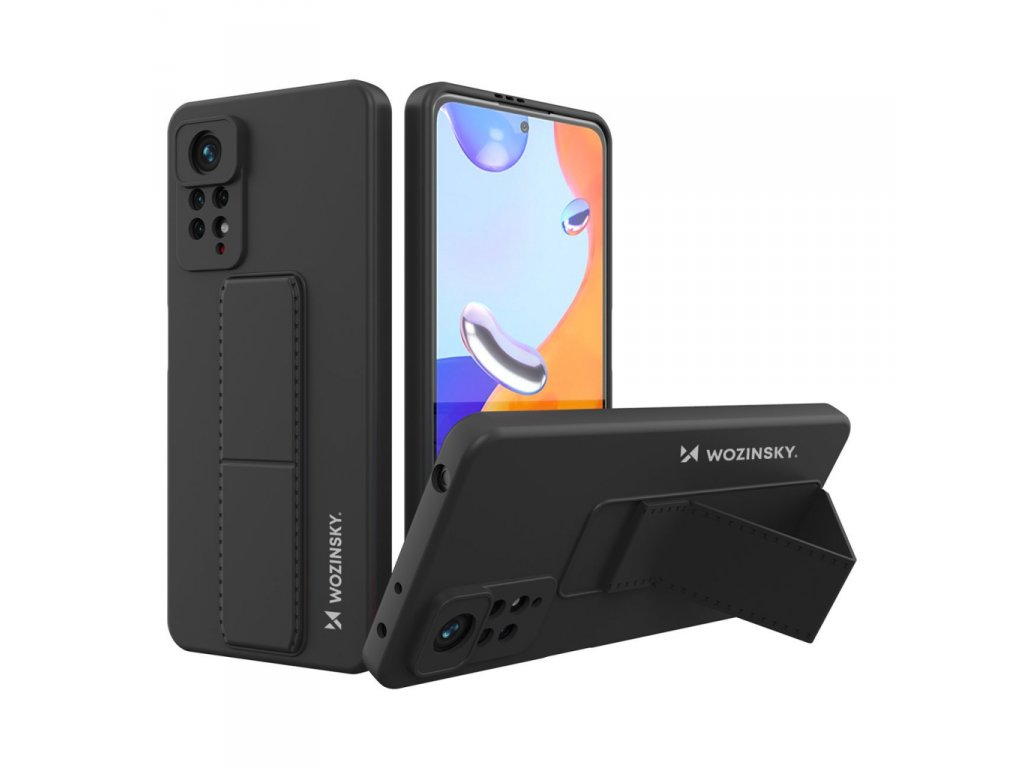 Kickstand flexibilní silikonový zadní kryt se stojánkem pro Xiaomi Poco X4 Pro 5G černý