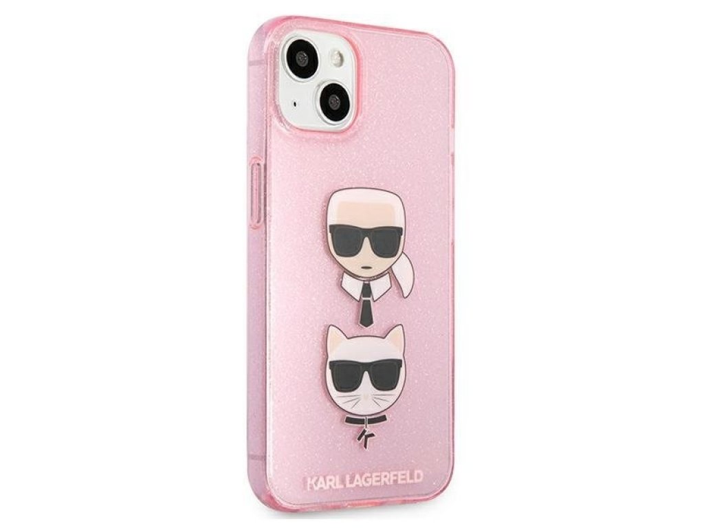 KLHCP13SKCTUGLP Pouzdro pro iPhone 13 mini - 5,4" růžové Glitter Karl`s & Choupette